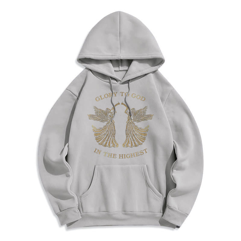 Christianartworkshop Felpa con cappuccio in poliestere foderata in pile con scritta "Gloria a Dio nell'alto dei cieli" in stile classico - Grigio - 2XL - image 16
