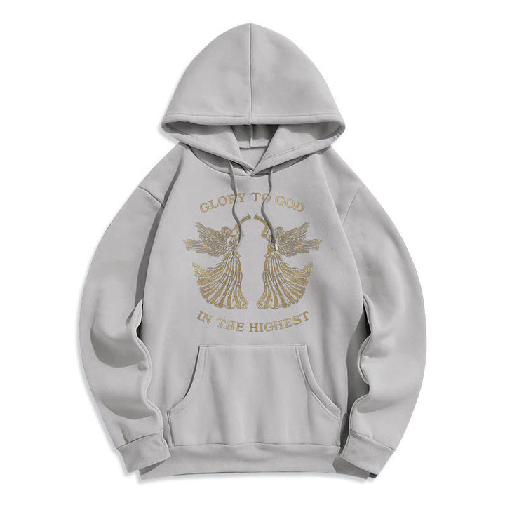 Christianartworkshop Felpa con cappuccio in poliestere foderata in pile con scritta "Gloria a Dio nell'alto dei cieli" in stile classico - Grigio - 2XL - image 16