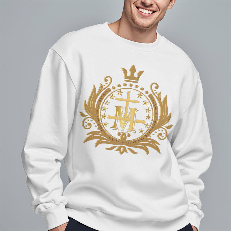 Felpa in poliestere foderata in pile con croce incoronata in stile classico Christianartworkshop - image 9