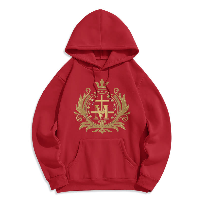 Felpa con cappuccio in poliestere foderata in pile con croce incoronata in stile classico Christianartworkshop - Rosso - 2XL - image 17