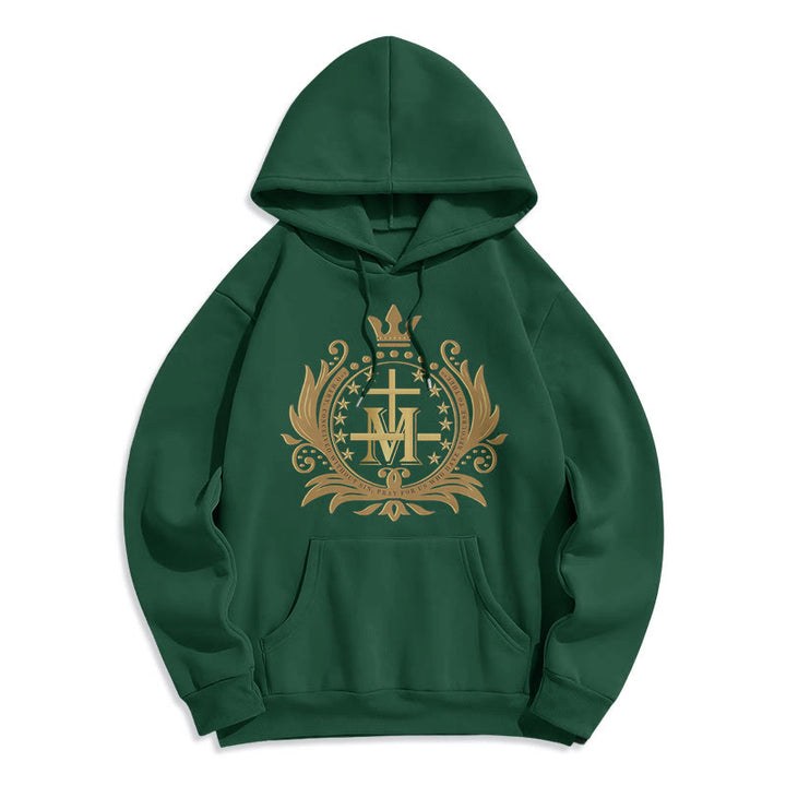 Felpa con cappuccio in poliestere foderata in pile con croce incoronata in stile classico Christianartworkshop - Verde - 2XL - image 11