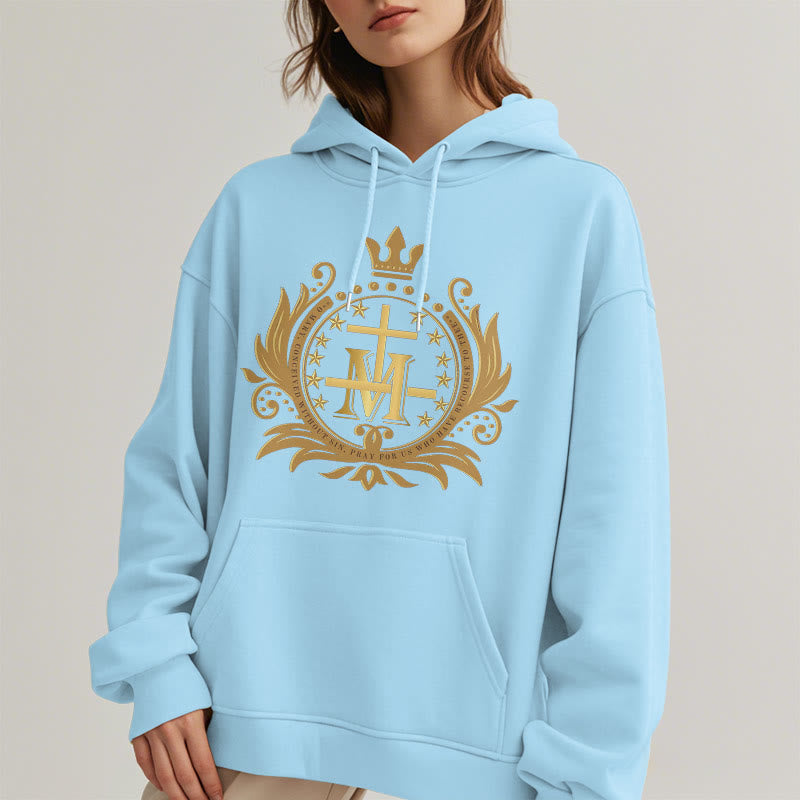 Felpa con cappuccio in poliestere foderata in pile con croce incoronata in stile classico Christianartworkshop - image 15