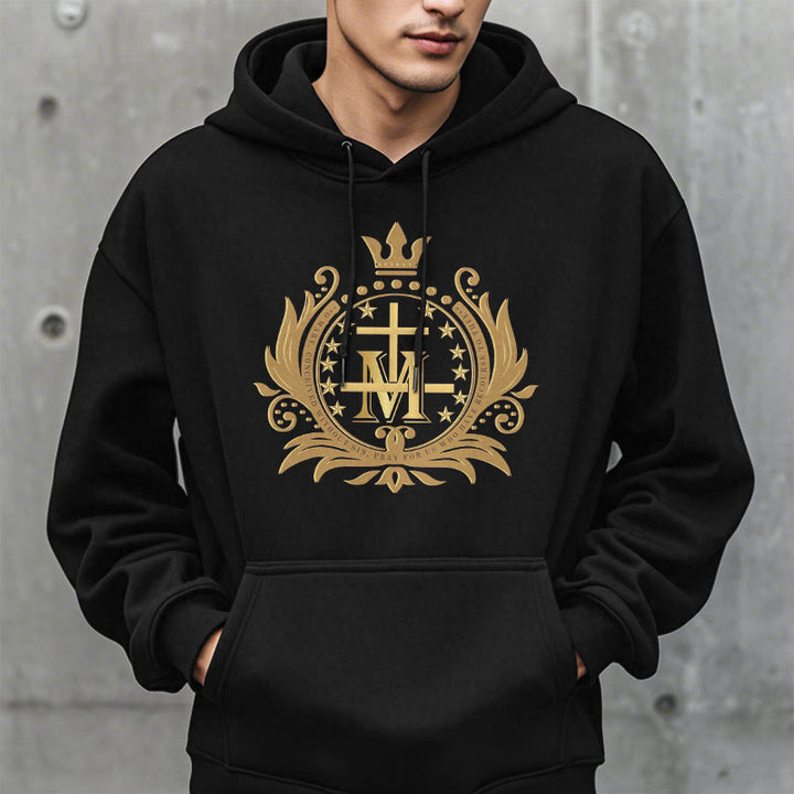 Felpa con cappuccio in poliestere foderata in pile con croce incoronata in stile classico Christianartworkshop - image 4