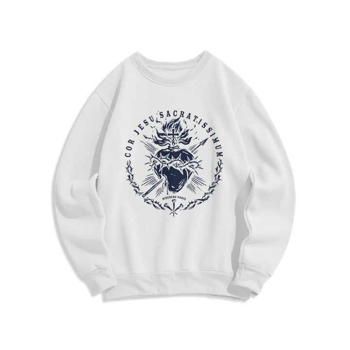 Felpa in poliestere foderata in pile con motivo Sacro Cuore di Gesù in stile classico Christianartworkshop - Bianco - 2XL - image 0