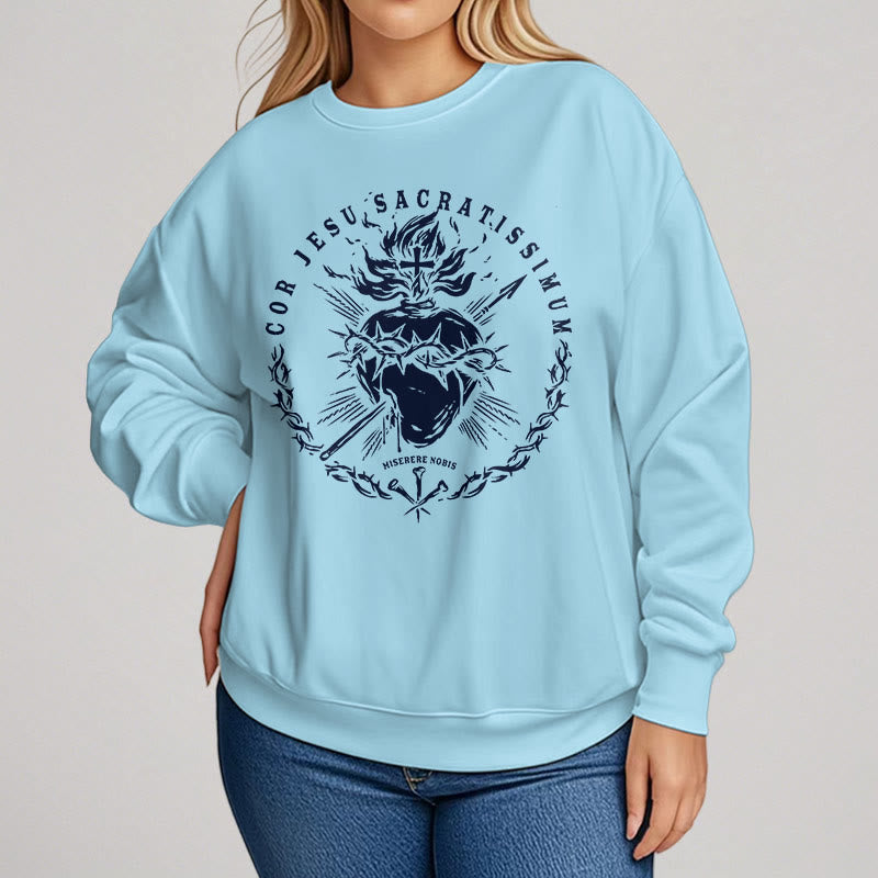 Felpa in poliestere foderata in pile con motivo Sacro Cuore di Gesù in stile classico Christianartworkshop - image 15