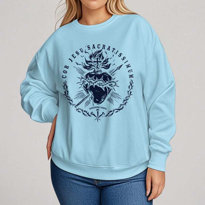 Felpa in poliestere foderata in pile con motivo Sacro Cuore di Gesù in stile classico Christianartworkshop - image 15