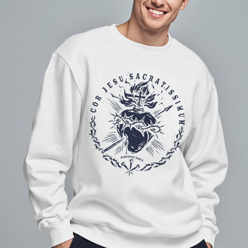 Felpa in poliestere foderata in pile con motivo Sacro Cuore di Gesù in stile classico Christianartworkshop - image 5