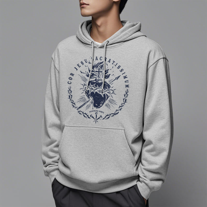 Felpa con cappuccio in poliestere foderata in pile con motivo Sacro Cuore di Gesù in stile classico Christianartworkshop - image 17