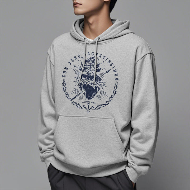 Felpa con cappuccio in poliestere foderata in pile con motivo Sacro Cuore di Gesù in stile classico Christianartworkshop - image 17