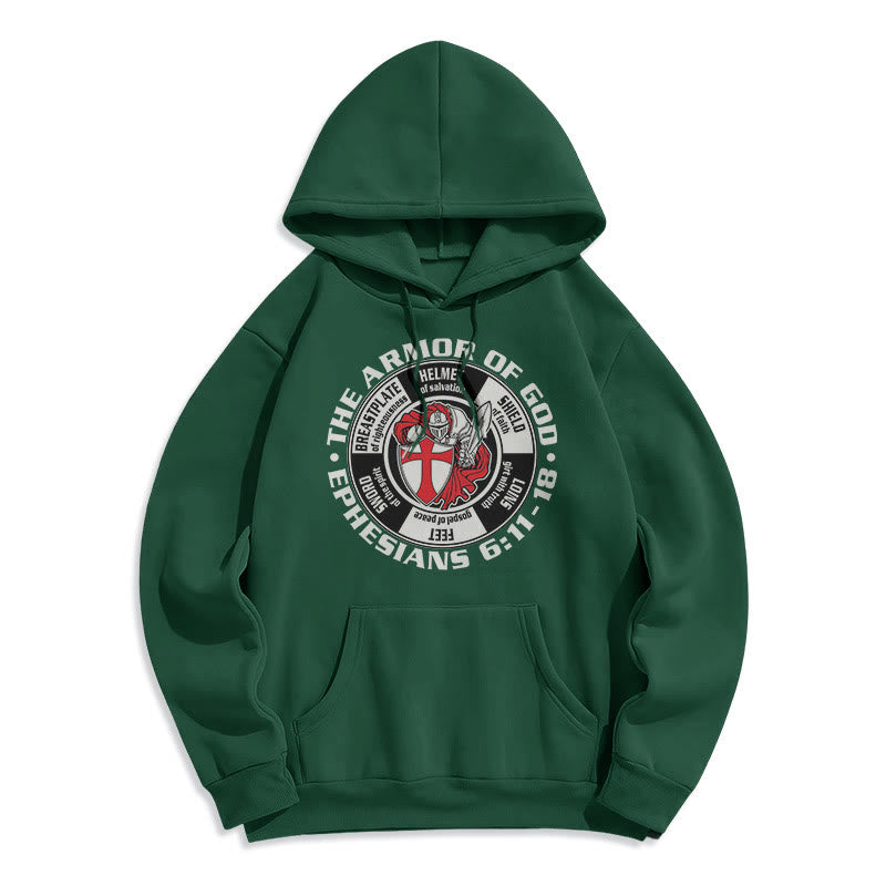 Christianartworkshop Felpa con cappuccio in poliestere foderata in pile, stile moderno colorato, armatura di Dio del cavaliere crociato - Verde - 2XL - image 11