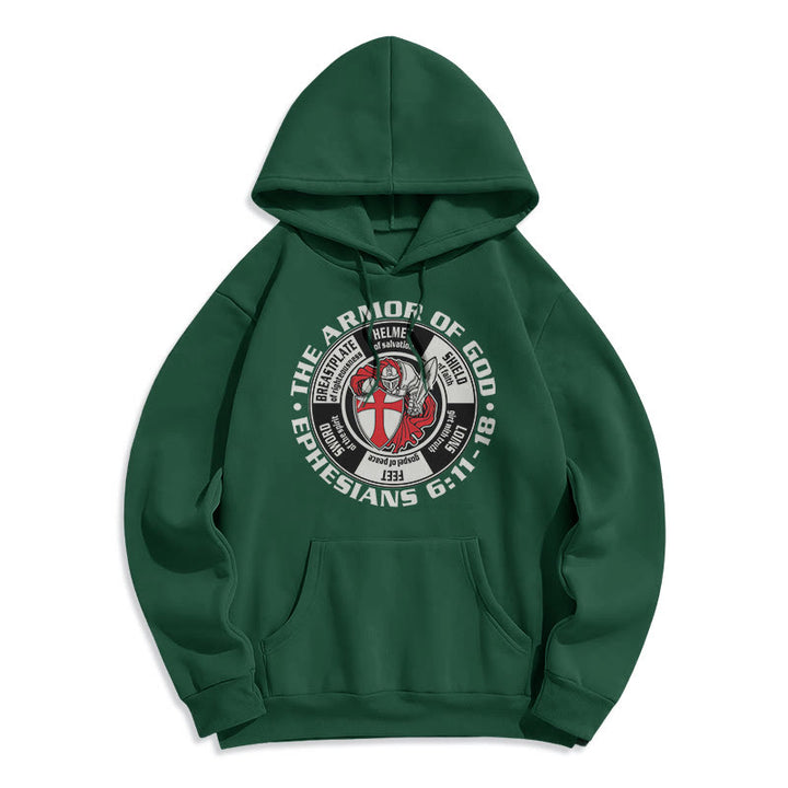 Christianartworkshop Felpa con cappuccio in poliestere foderata in pile, stile moderno colorato, armatura di Dio del cavaliere crociato - Verde - 2XL - image 11