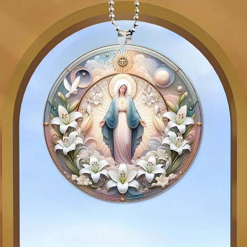 Christianartworkshop Decorazioni natalizie da appendere in stile classico colorato Divine Serenity Mary - image 1