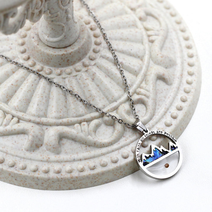 Collana con ciondolo "Tutte le cose sono possibili" in stile classico Christianartworkshop , con semi di senape e fede - image 4