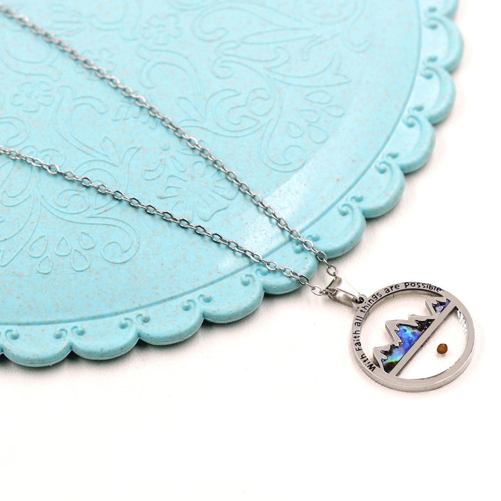 Collana con ciondolo "Tutte le cose sono possibili" in stile classico Christianartworkshop , con semi di senape e fede - image 3