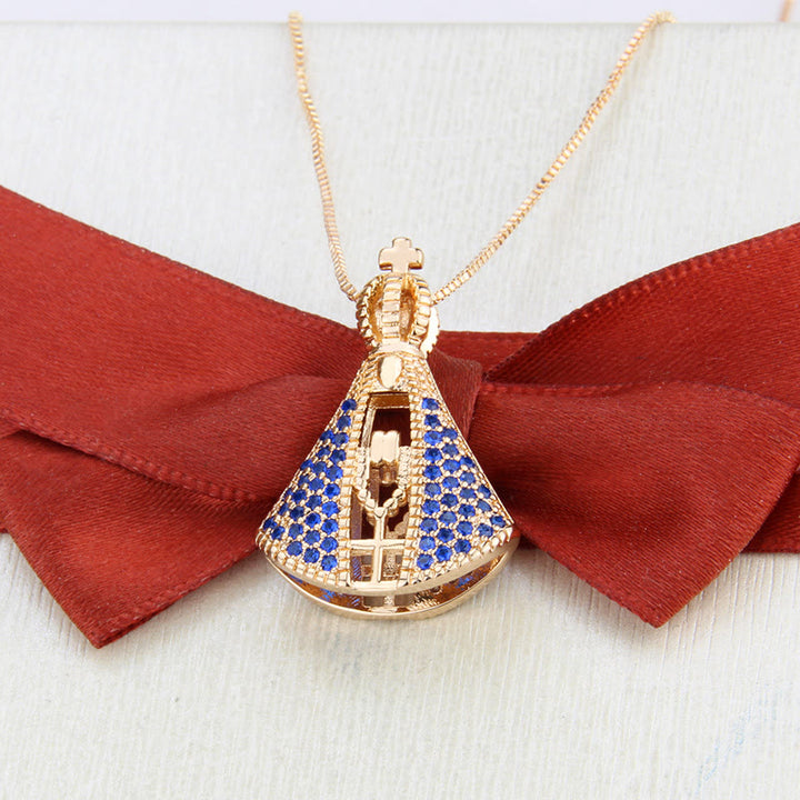Christianartworkshop Collana con pendente di protezione divina in stile classico Nossa Senhora Aparecida - image 1