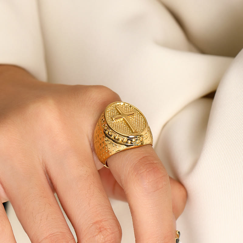 Christianartworkshop Anello della fede divina con croce unica in stile classico - image 3