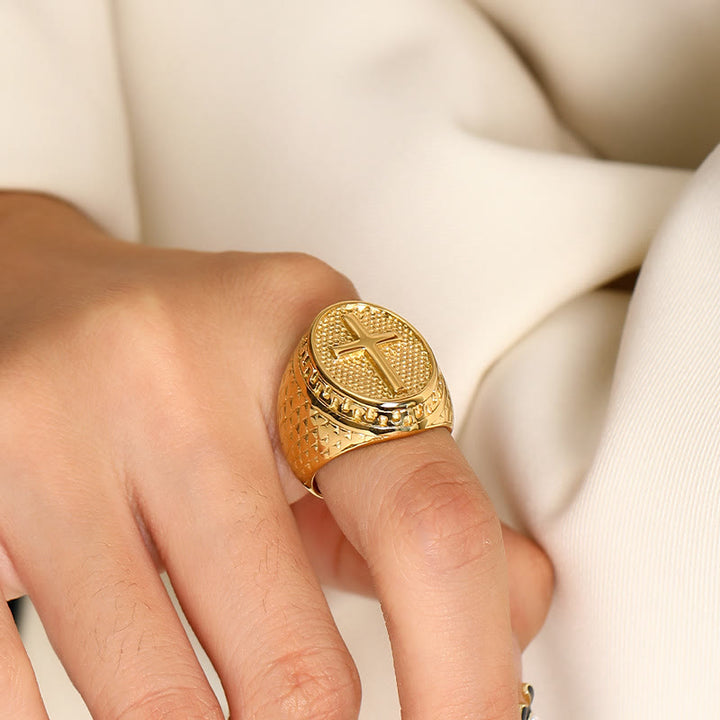 Christianartworkshop Anello della fede divina con croce unica in stile classico - image 3