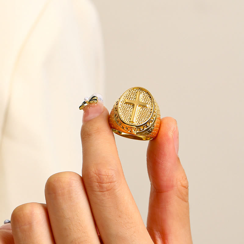 Christianartworkshop Anello della fede divina con croce unica in stile classico - image 4