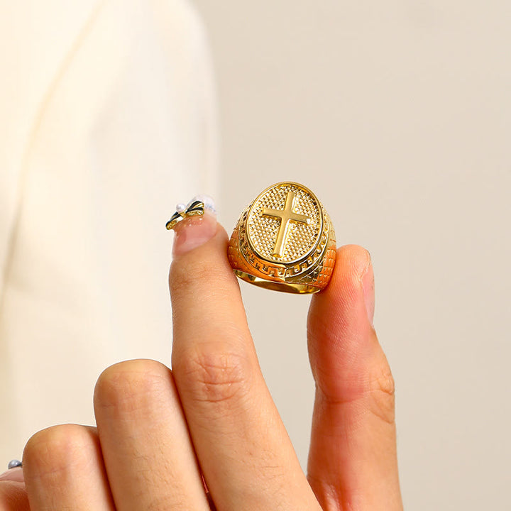 Christianartworkshop Anello della fede divina con croce unica in stile classico - image 4