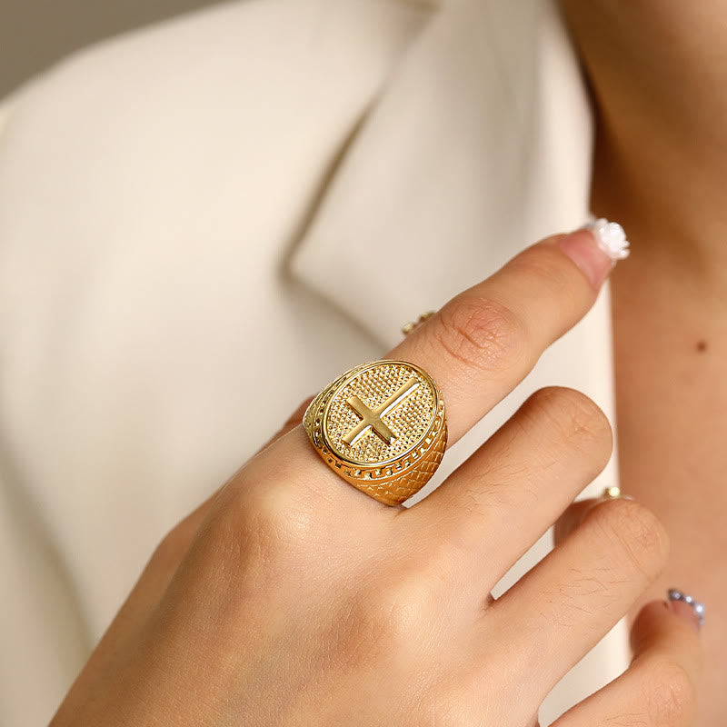 Christianartworkshop Anello della fede divina con croce unica in stile classico - image 5