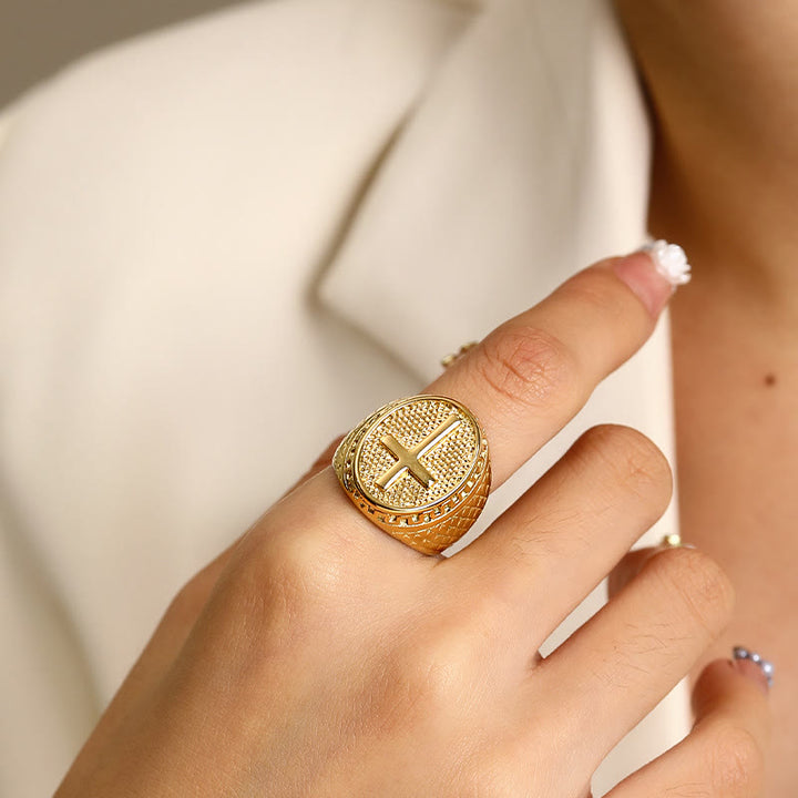 Christianartworkshop Anello della fede divina con croce unica in stile classico - image 5