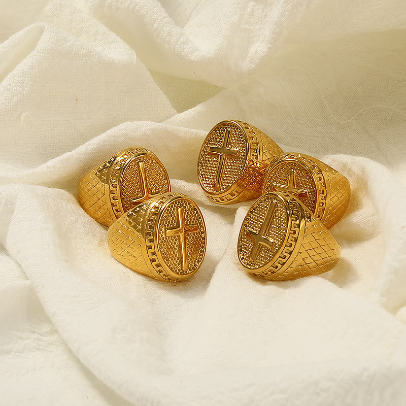 Christianartworkshop Anello della fede divina con croce unica in stile classico - image 2