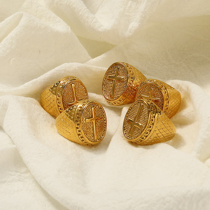 Christianartworkshop Anello della fede divina con croce unica in stile classico - image 2