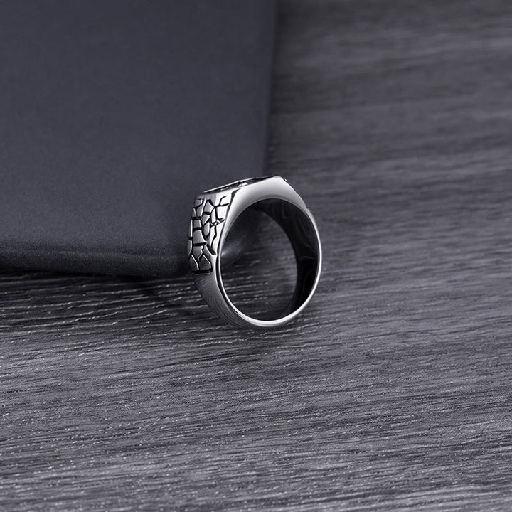 Christianartworkshop Anello della fede divina con croce e motivo in pietra screpolata in stile classico - image 5