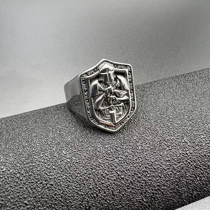 Christianartworkshop Anello di protezione sacra con scudo delle crociate in stile classico - image 2