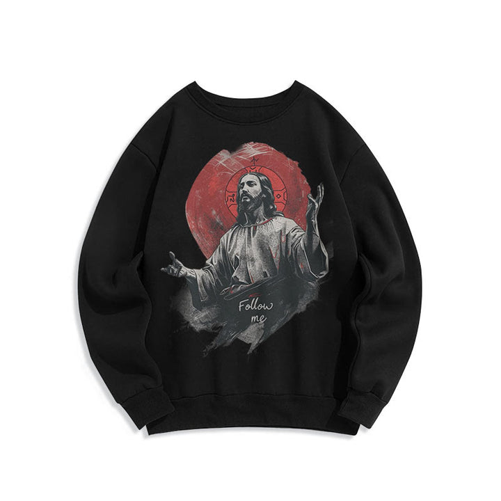 Felpa in poliestere foderata in pile con scritta "Jesus Halo Follow Me" in stile classico Christianartworkshop - Nero - 2XL - image 6