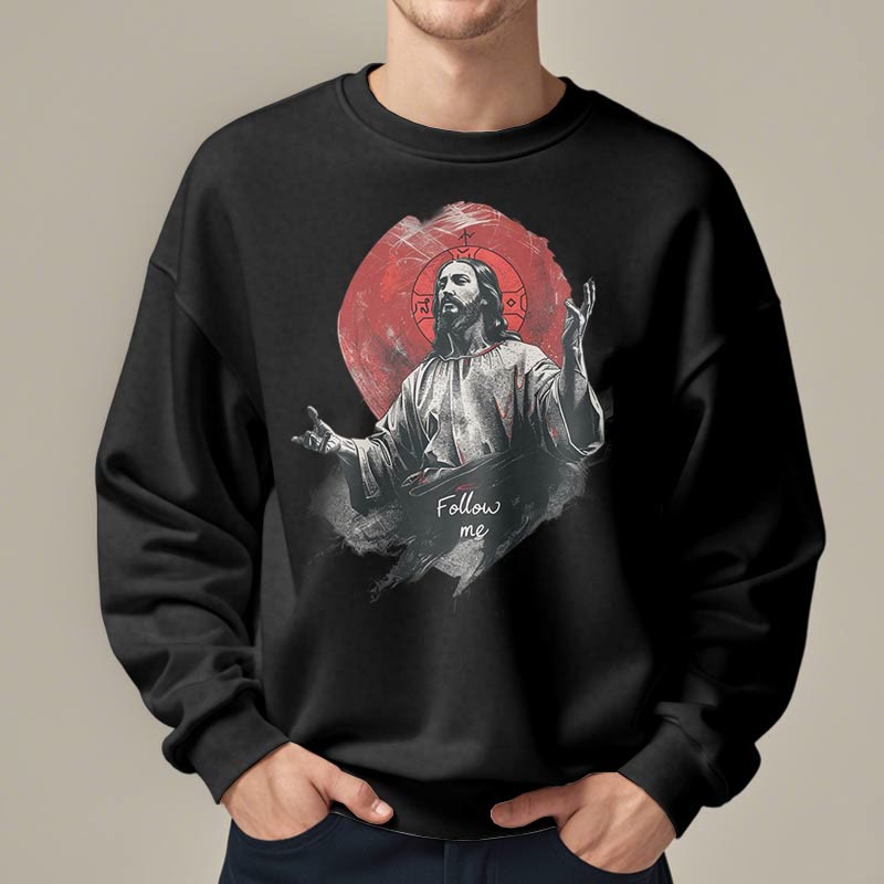 Felpa in poliestere foderata in pile con scritta "Jesus Halo Follow Me" in stile classico Christianartworkshop - image 7