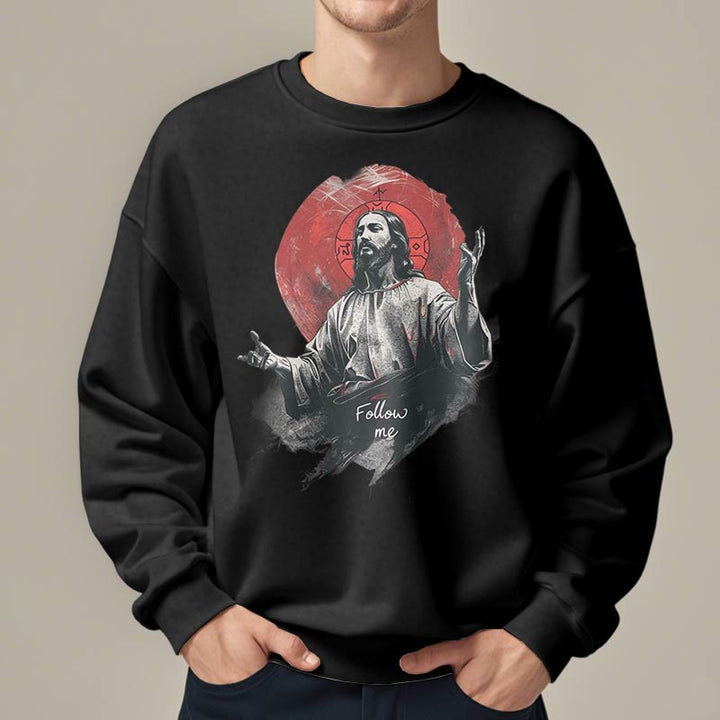 Felpa in poliestere foderata in pile con scritta "Jesus Halo Follow Me" in stile classico Christianartworkshop - image 7
