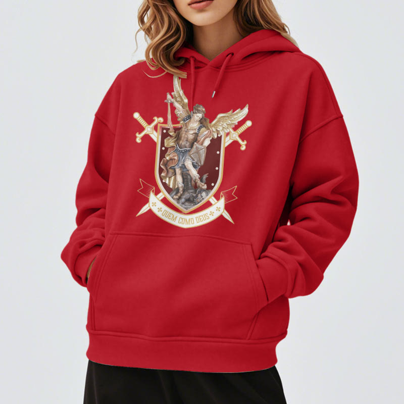 Felpa con cappuccio in poliestere foderata in pile di San Michele Arcangelo in stile classico Christianartworkshop - image 5