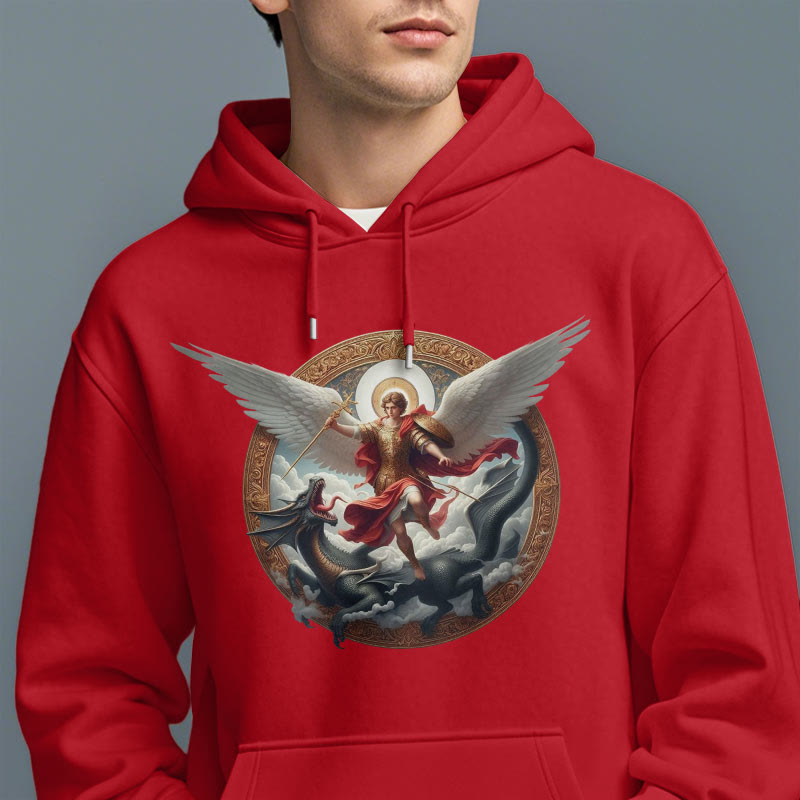 Felpa con cappuccio in poliestere foderata in pile, stile classico colorato, Trionfo dell'Arcangelo Michele Christianartworkshop - image 18