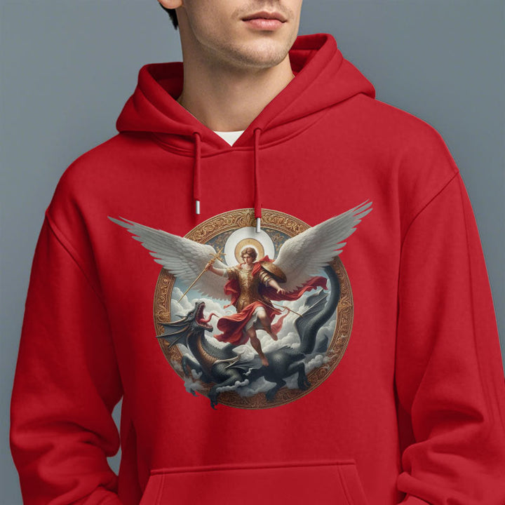 Felpa con cappuccio in poliestere foderata in pile, stile classico colorato, Trionfo dell'Arcangelo Michele Christianartworkshop - image 18