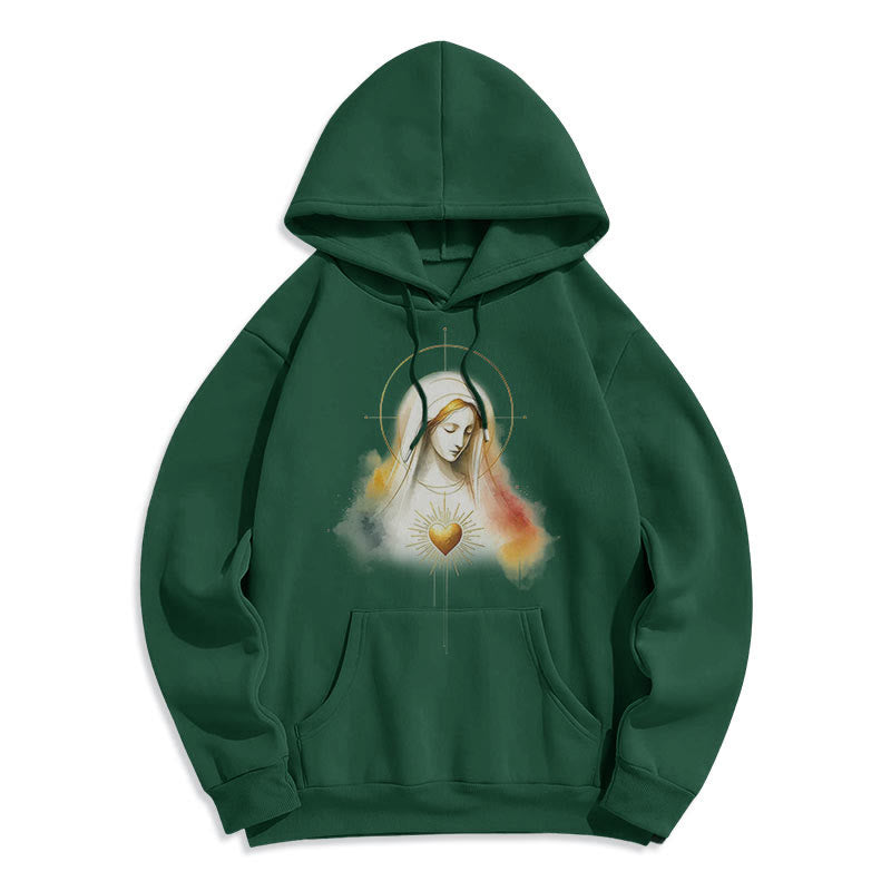 Felpa con cappuccio in poliestere foderata in pile con aureola in stile moderno con Sacro Cuore della Vergine Maria Christianartworkshop - image 11