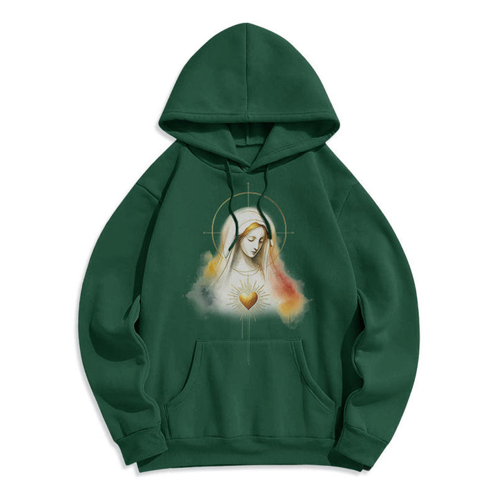 Felpa con cappuccio in poliestere foderata in pile con aureola in stile moderno con Sacro Cuore della Vergine Maria Christianartworkshop - image 11