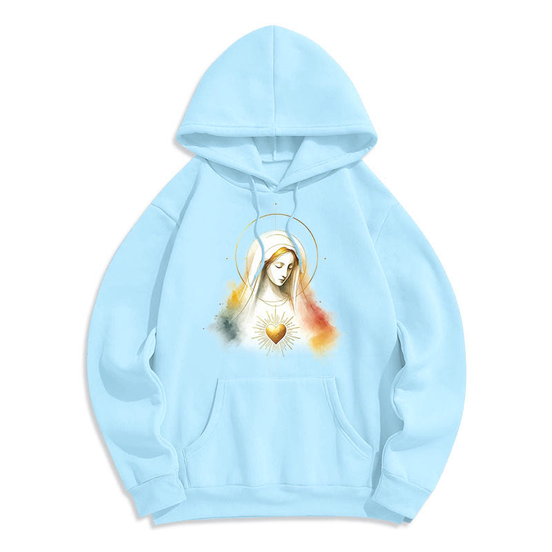 Felpa con cappuccio in poliestere foderata in pile con aureola in stile moderno con Sacro Cuore della Vergine Maria Christianartworkshop - image 13