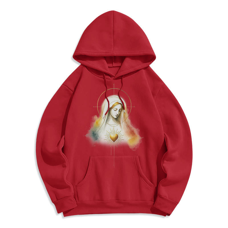 Felpa con cappuccio in poliestere foderata in pile con aureola in stile moderno con Sacro Cuore della Vergine Maria Christianartworkshop - image 17