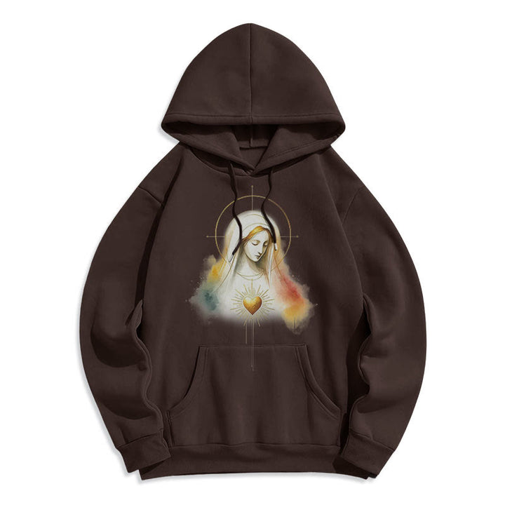 Felpa con cappuccio in poliestere foderata in pile con aureola in stile moderno con Sacro Cuore della Vergine Maria Christianartworkshop - image 9