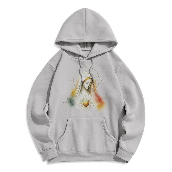 Felpa con cappuccio in poliestere foderata in pile con aureola in stile moderno con Sacro Cuore della Vergine Maria Christianartworkshop - image 15