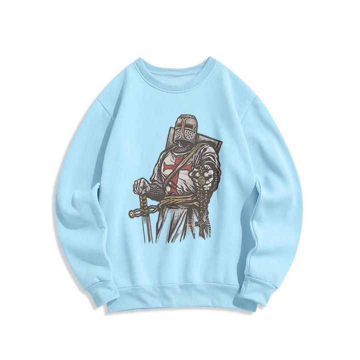 Felpa in poliestere foderata in pile con scritta "Valore e fede del crociato" in stile moderno Christianartworkshop - Blu - 2XL - image 14