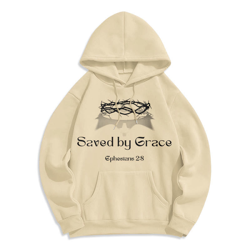 Felpa con cappuccio in poliestere foderata in pile con scritta "Salvato da Grace Crown" Christianartworkshop - image 9