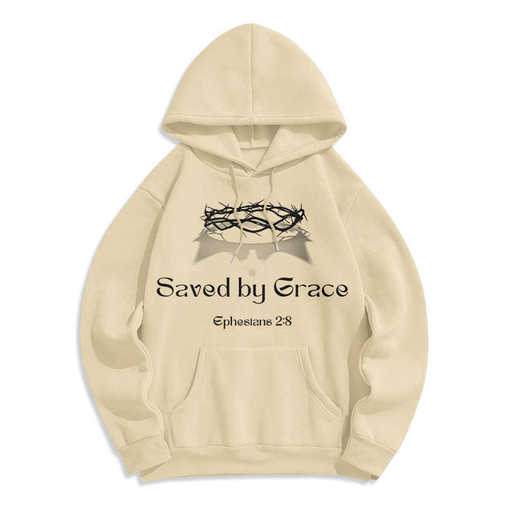Felpa con cappuccio in poliestere foderata in pile con scritta "Salvato da Grace Crown" Christianartworkshop - image 9