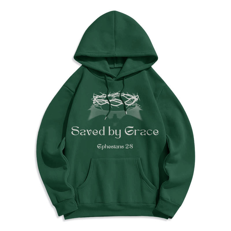 Felpa con cappuccio in poliestere foderata in pile con scritta "Salvato da Grace Crown" Christianartworkshop - Verde - 2XL - image 0
