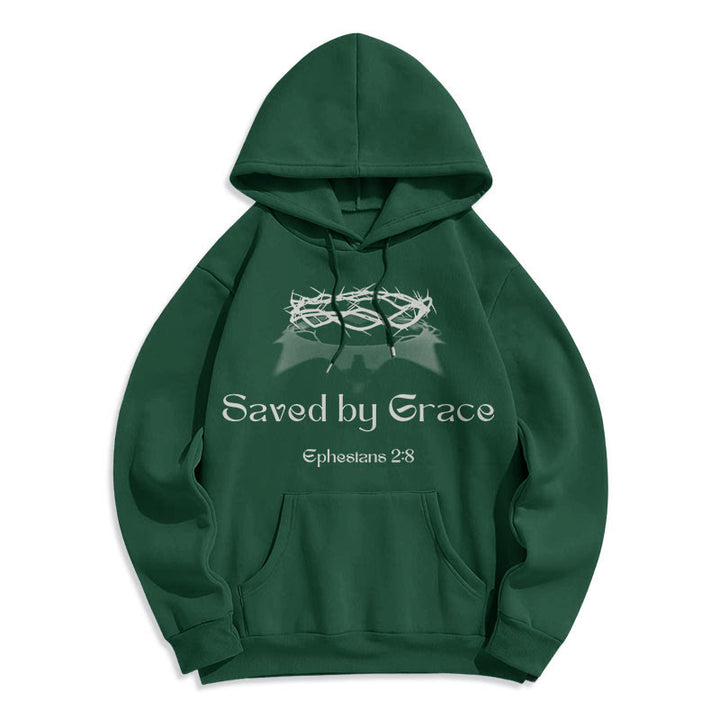 Felpa con cappuccio in poliestere foderata in pile con scritta "Salvato da Grace Crown" Christianartworkshop - Verde - 2XL - image 0