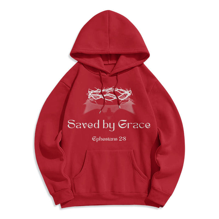 Felpa con cappuccio in poliestere foderata in pile con scritta "Salvato da Grace Crown" Christianartworkshop - Rosso - 2XL - image 18