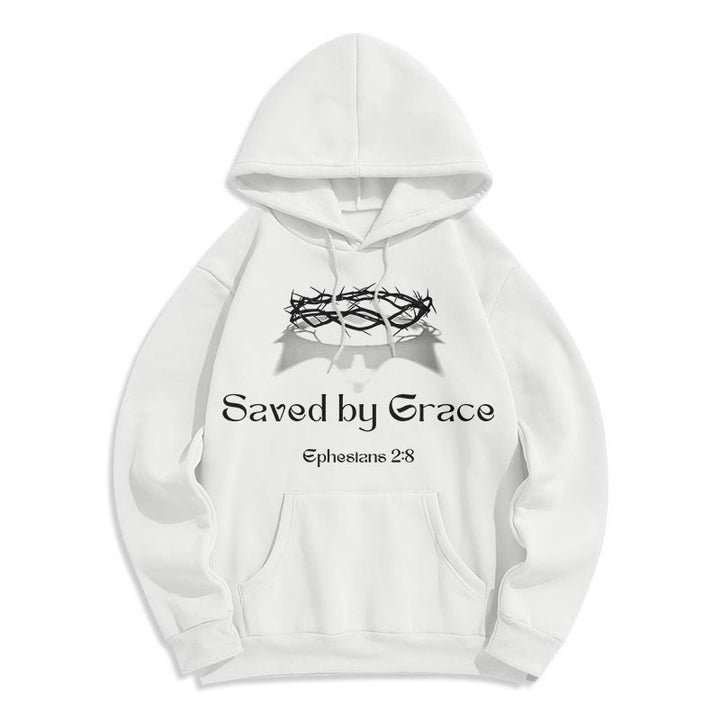 Felpa con cappuccio in poliestere foderata in pile con scritta "Salvato da Grace Crown" Christianartworkshop - image 7