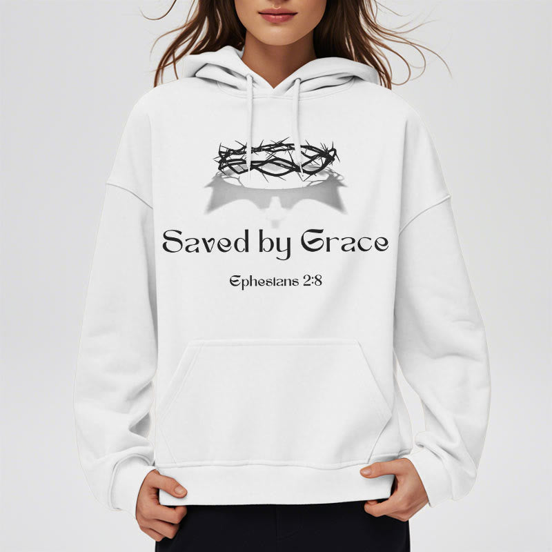 Felpa con cappuccio in poliestere foderata in pile con scritta "Salvato da Grace Crown" Christianartworkshop - image 8