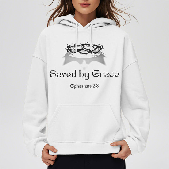 Felpa con cappuccio in poliestere foderata in pile con scritta "Salvato da Grace Crown" Christianartworkshop - image 8